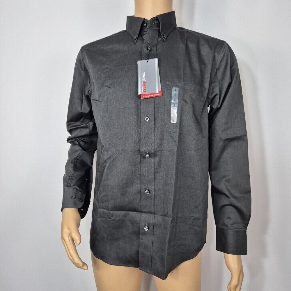 Travel Smart Roundtree & Yorke Men's Size S Shirt Long Sleeve Black (51)
